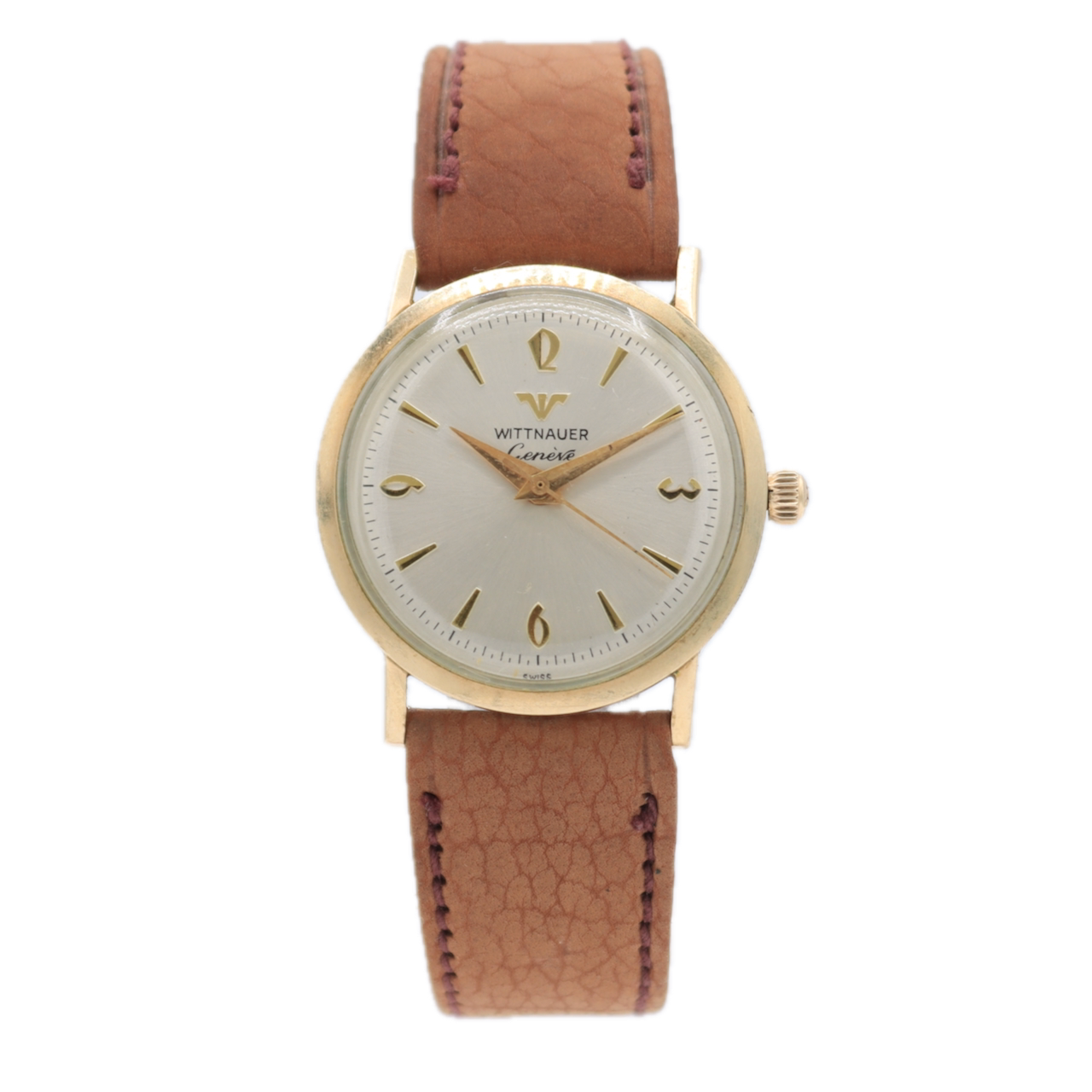 Vintage 30mm Wittnauer Geneve Cream Dial Men's Mechanical Wristwatch 10k RGP