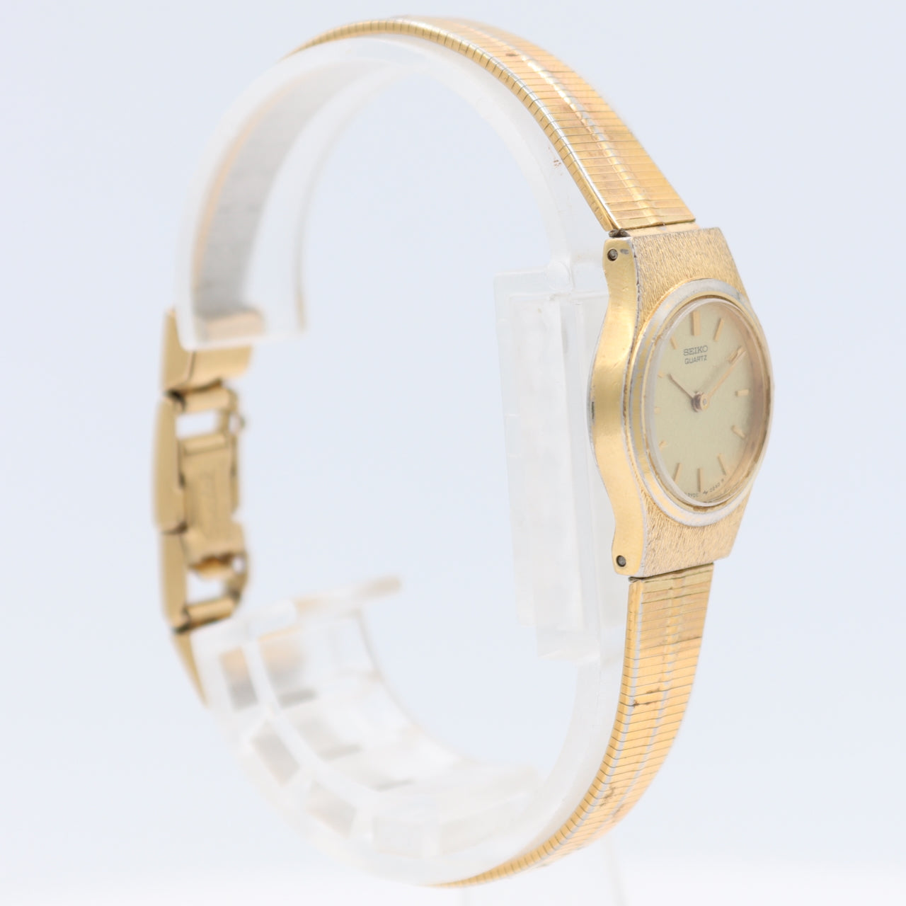 19mm Seiko 2Y00-0019 RO Linen Dial Ladies Quartz Wristwatch 2Y00A Japan Two Tone