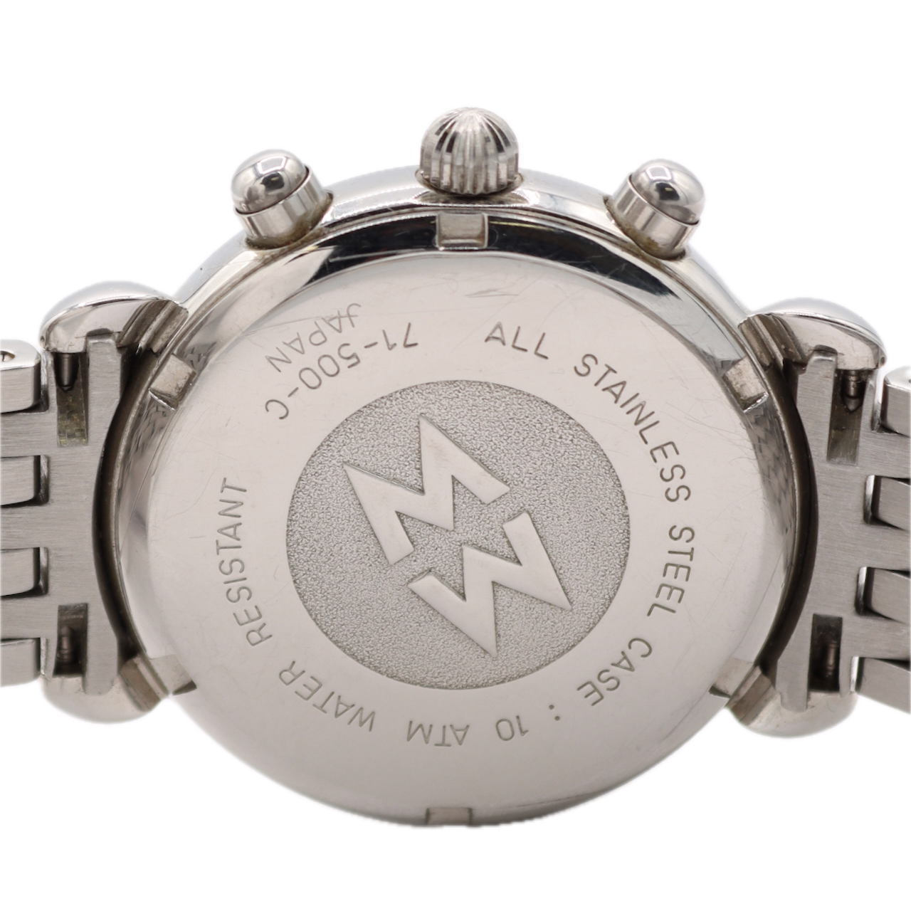 36mm Michele 71-500-C Sport Ladies Quartz Chronograph Wristwatch Steel W/ Box