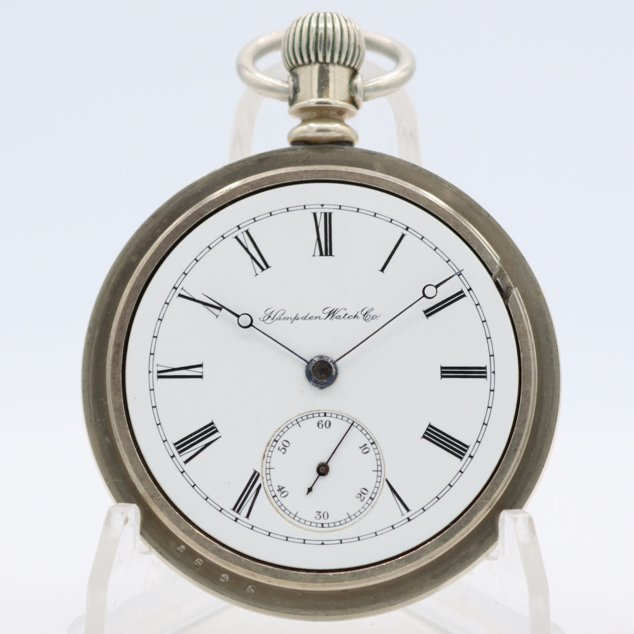 Antique 18s 1896 Hampden 15j Mechanical Railroad Pocket Watch Ore SilverUSA