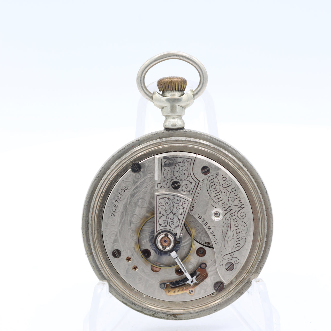 Antique 18s 1916 Waltham 15 Jewel Mechanical Pocket Watch No. 820 Silverine