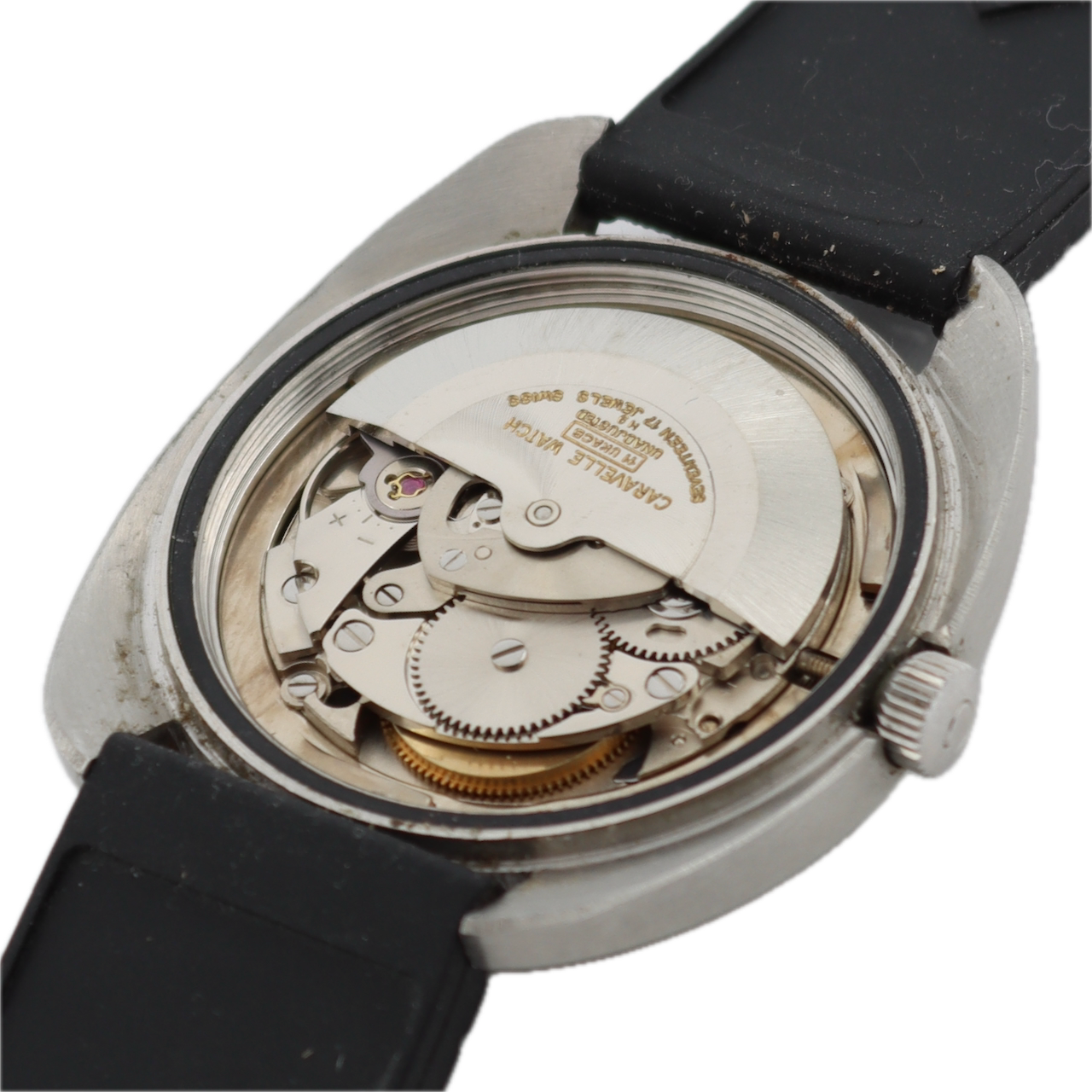 Vintage 1970 Caravelle Cream Dial Men's Automatic Wristwatch Steel Day Date