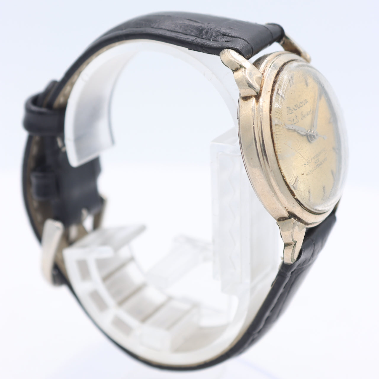 Vintage 1955 Bulova Sunburst Men's Automatic Wristwatch 10 BPAC 10k White RGP