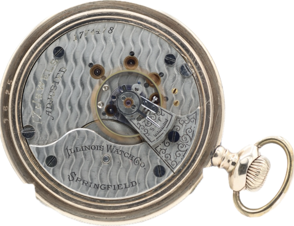 Antique 18S Illinois Railroad Pocket Watch 79 10k Gold Filled Beaded Style