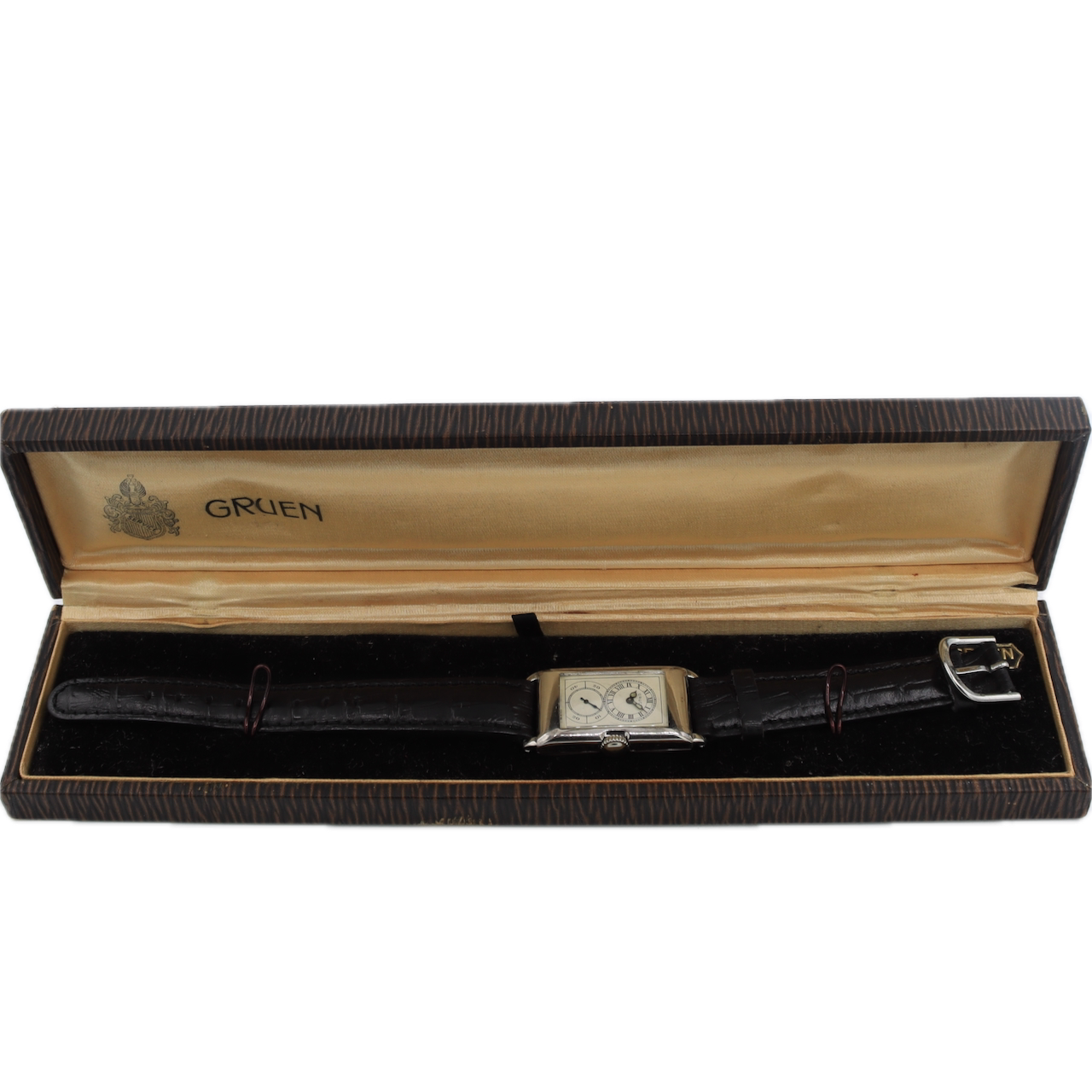 Vintage Gruen 877/8 Techni-Quadron Men's Mechanical Wristwatch 877S 14kWGFw/Box