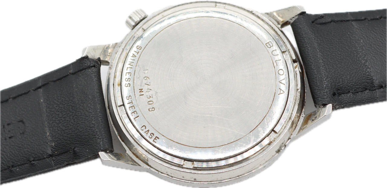 Vintage 34mm 1971 Accutron Masonic Dial Men's Tuning Fork Wristwatch 218 Steel