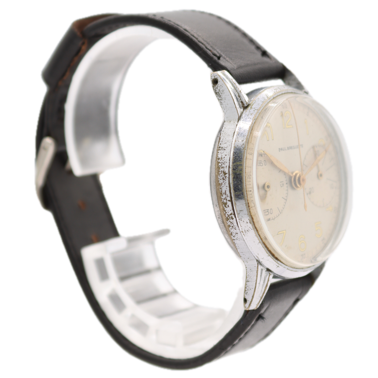 Vintage 34mm Paul Breguette Pilot Men's Chronograph Wristwatch 314 Swiss Steel