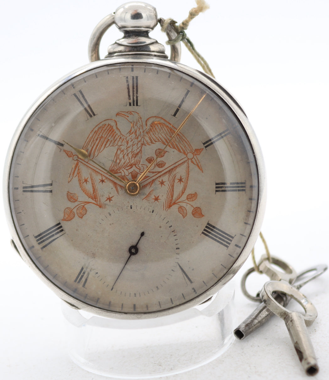 Antique M.J. Tobias Federalist Shield Key Wind Pocket Watch Liverpool Nickel