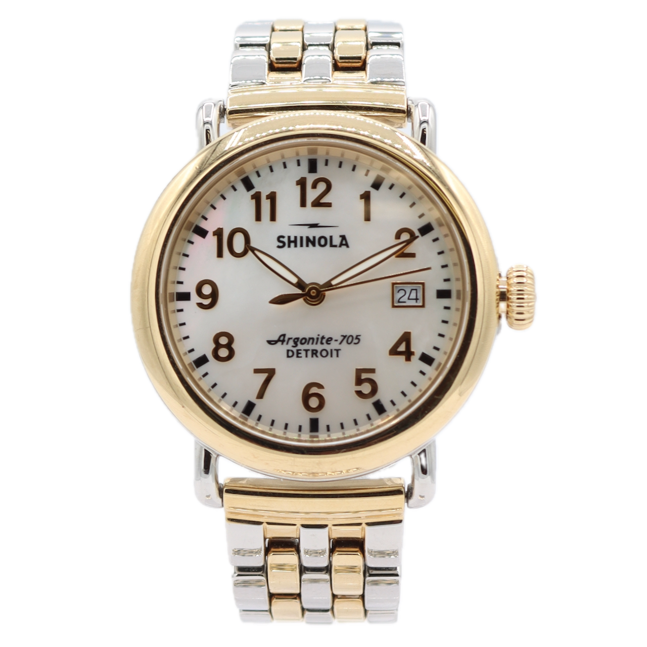 Vintage 36mm Shinola Runwell MOP Dial Men's Quartz Wristwatch Argonite-705