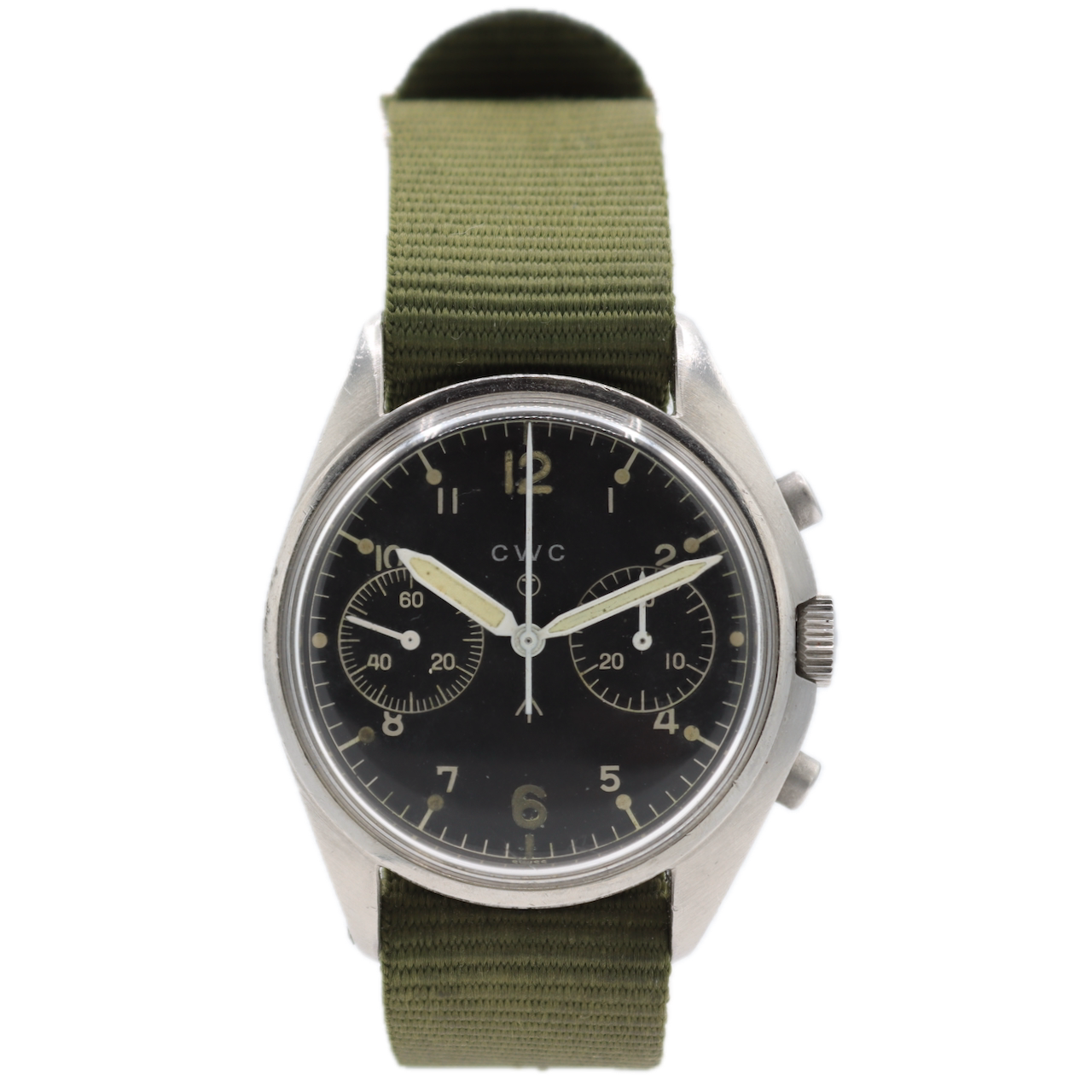 Vintage 39mm 1973 CWC Military Pilot Men's Chronograph Wristwatch Steel