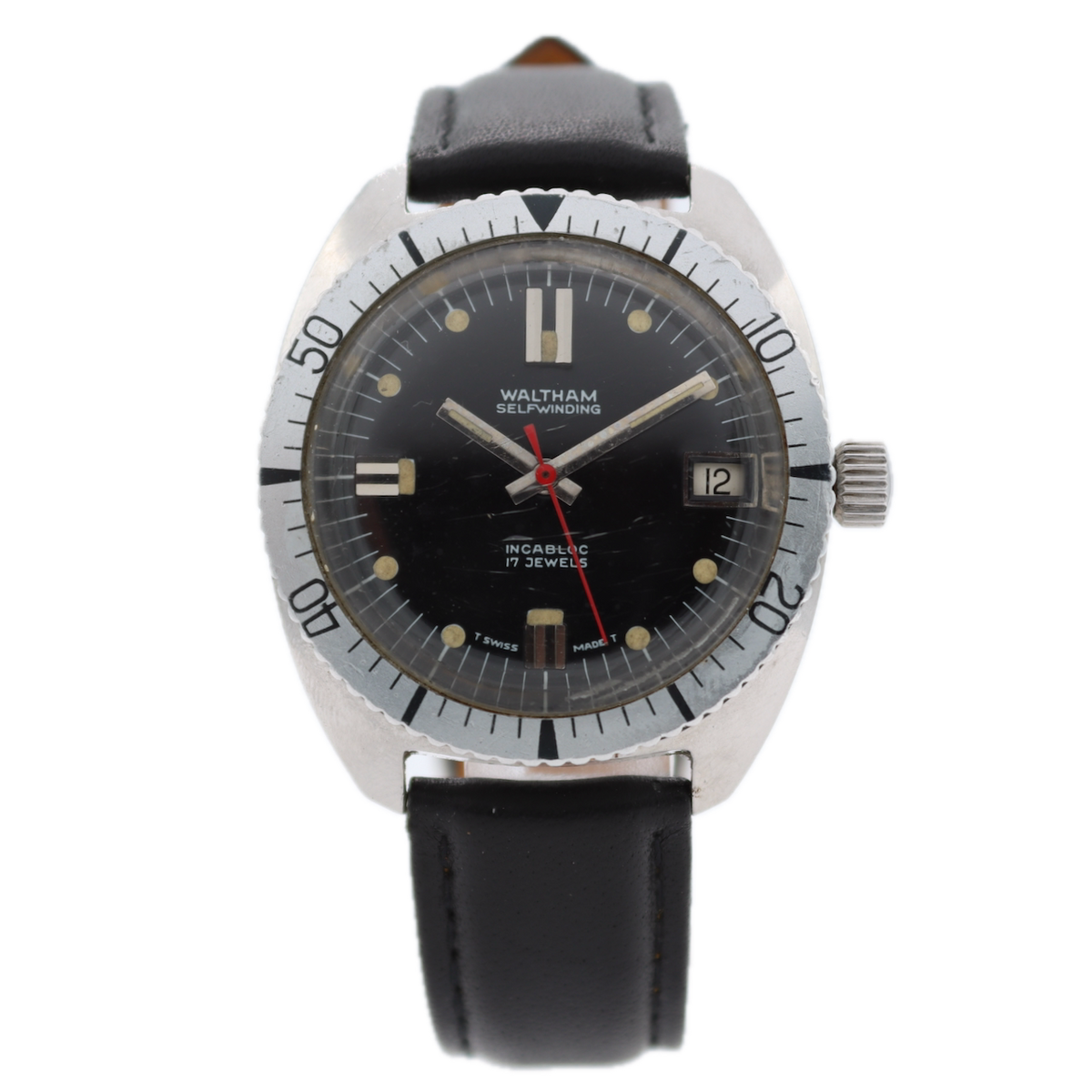 Vintage Waltham B339 Diver Style Men's Automatic Wristwatch Font 90-5