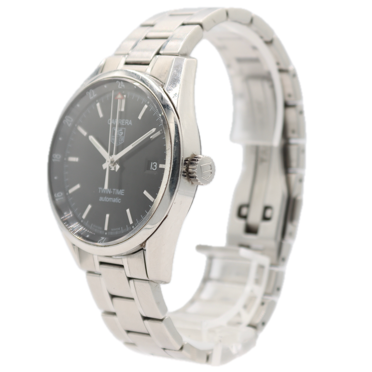 38mm Tag Heuer WV2115.BA0787 Carrera Twin-Time Men's Automatic Wristwatch Steel