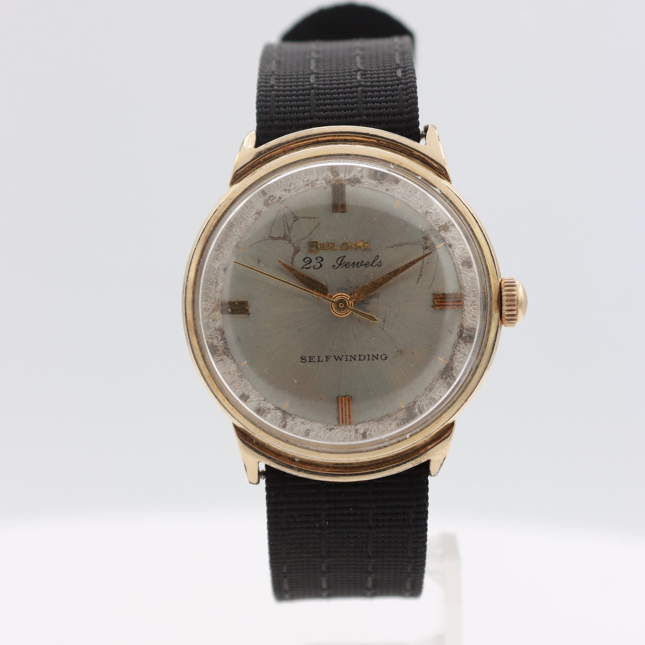 Vintage 1964 Bulova Sunburst Horned Lugs Men's Automatic Wristwatch 10k RGP