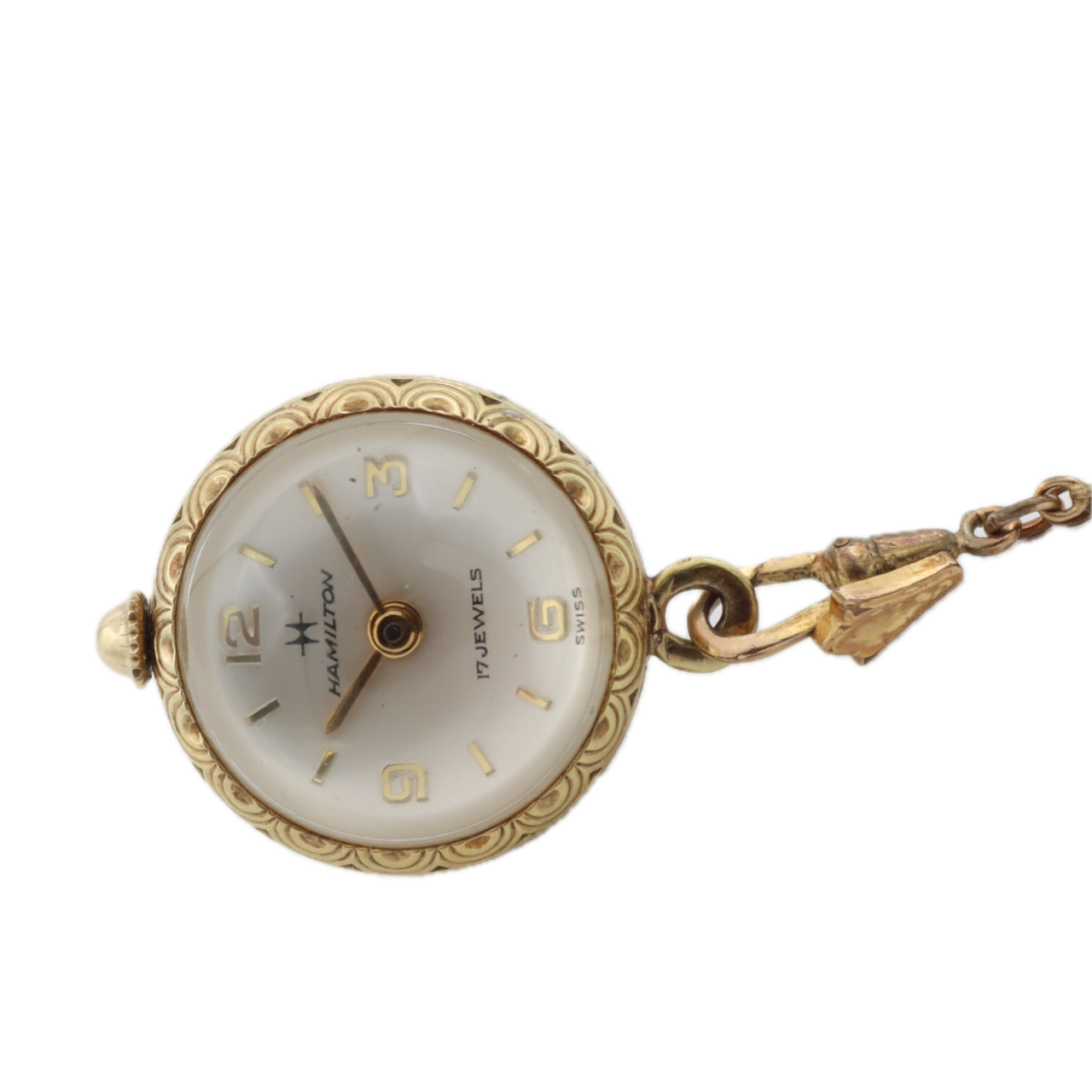 Hamilton Ball 17 Jewel Mechanical Pendant Watch 48 Gold Plated Swiss Running