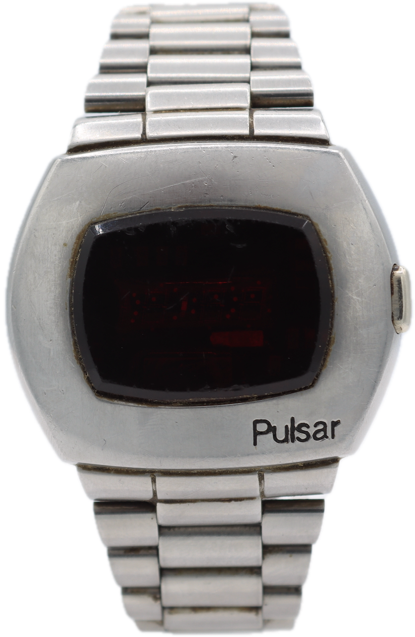 Vintage Pulsar 2900 P2 James Bond Men's Digital LED Wristwatch USA Steel
