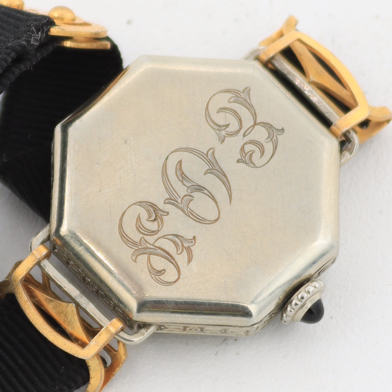 Vintage Gruen Octagonal Deco Ladies Mechanical Wristwatch 885 14k White GF