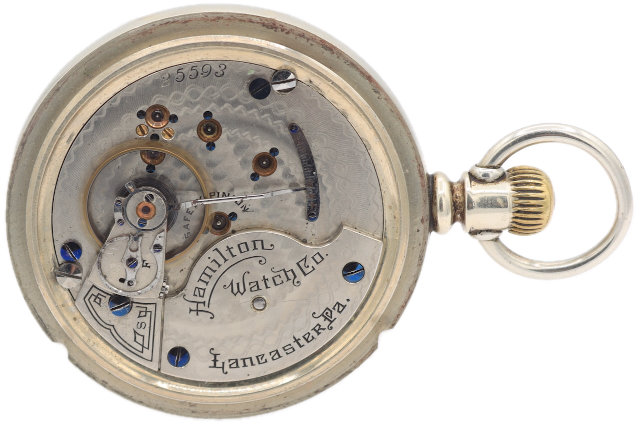 Antique 18s 1897 Hamilton 16 Jewel Hunter Pocket Watch 931 Oresilver USA