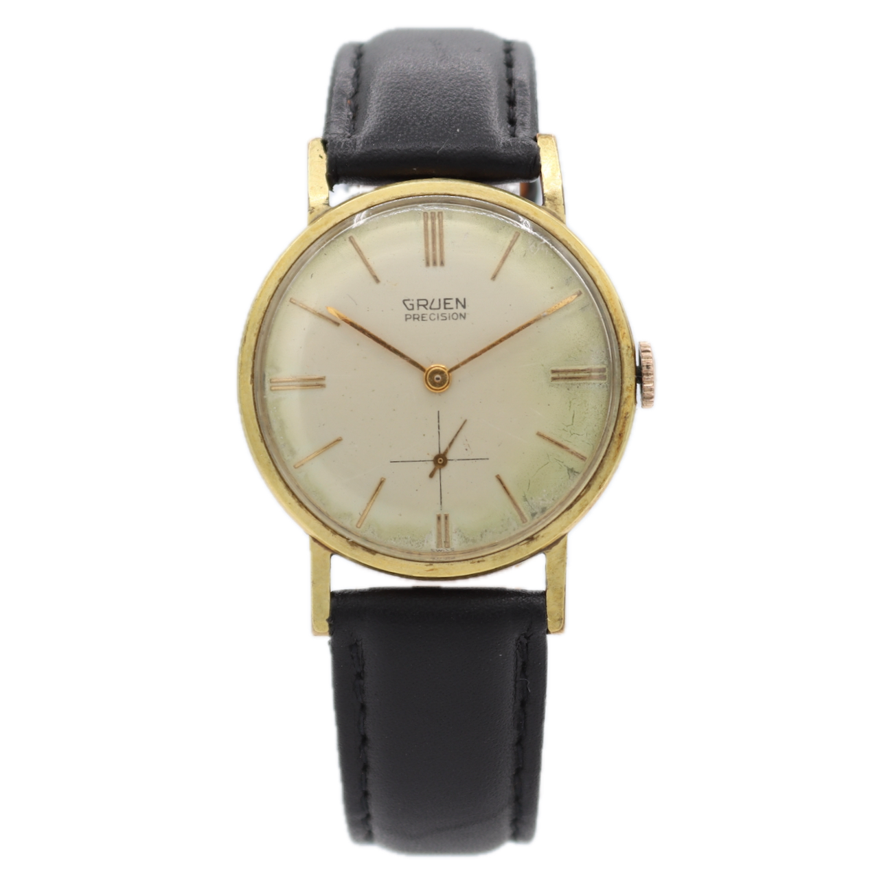 Vintage 33mm Gruen James Bond Men's Mechanical Wristwatch 510 Swiss Gold Tone