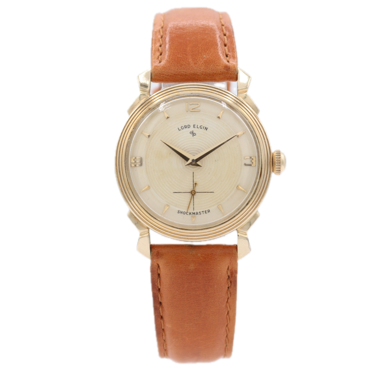 Vintage Lord Elgin 4875 Shockmaster Concentric Dial Men's Wristwatch 688 14k GF