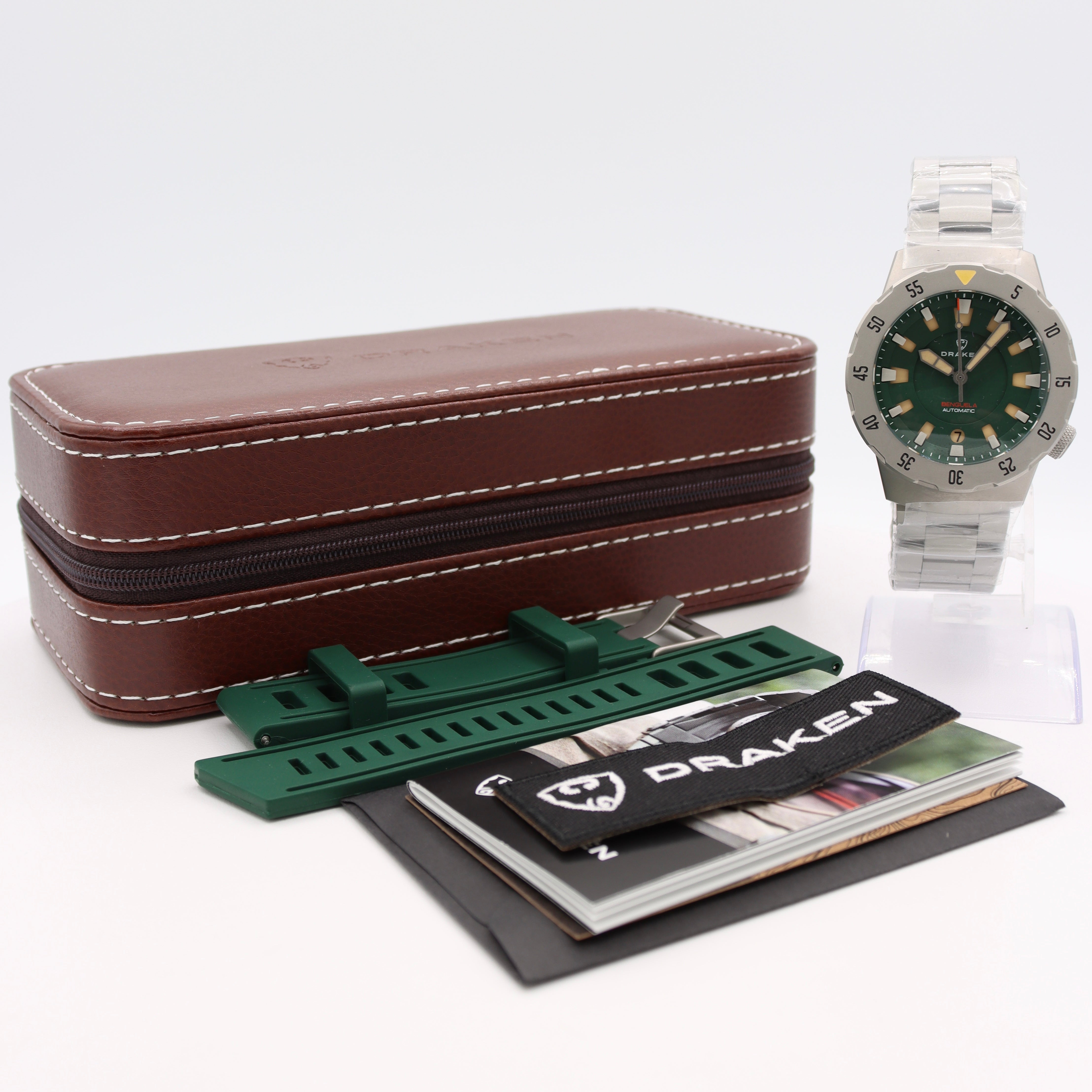 43mm Draken Benguela Men's Automatic Wristwatch New Zealand Steel W/Leather Case
