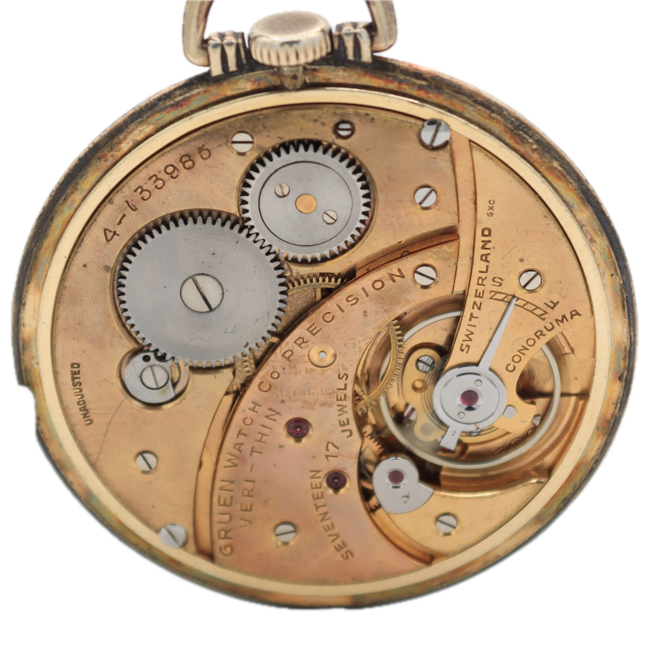 Antique 43mm Gruen Veri-thin Precision 17 Jewel Pocket Watch Conoruma 10k GF