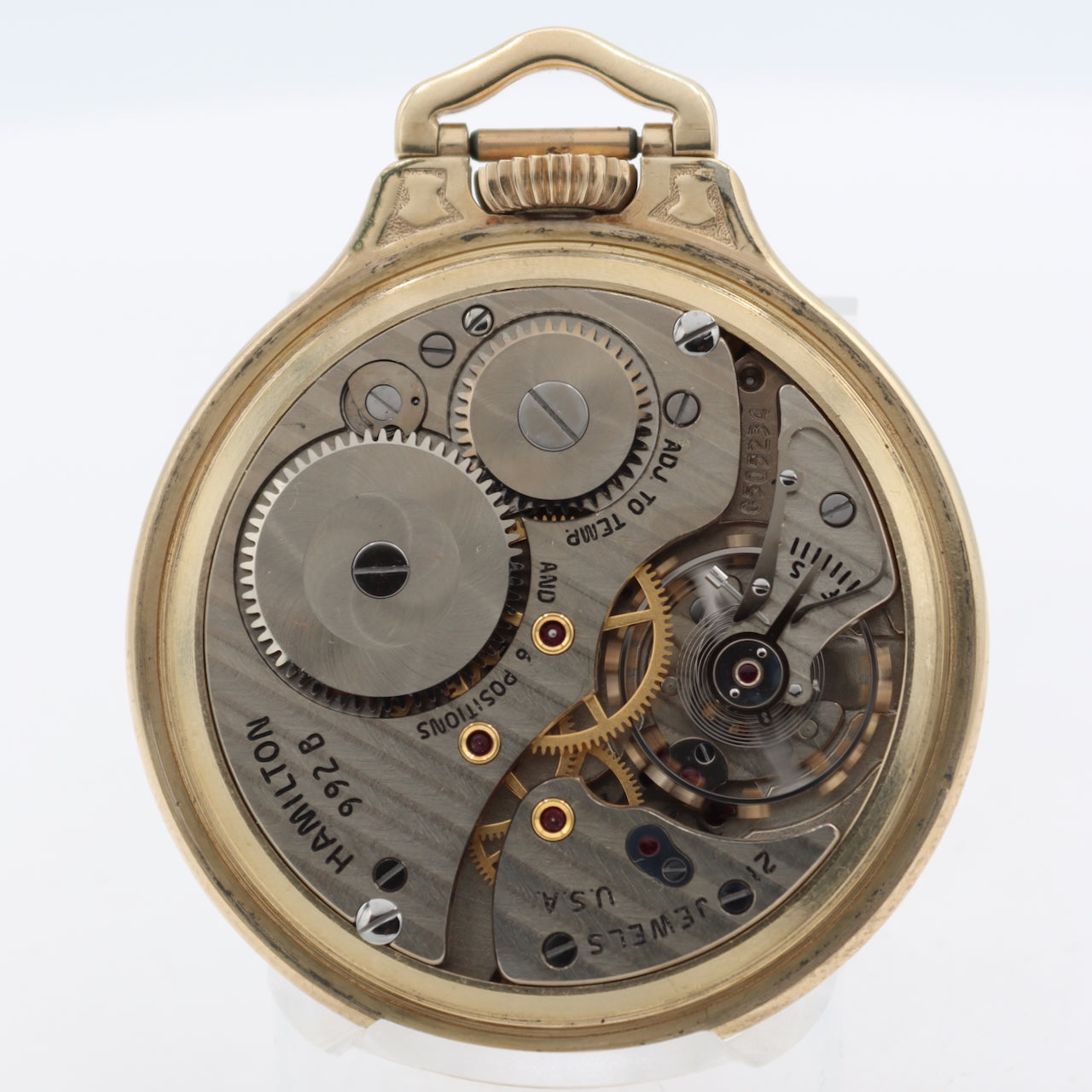 Antique 16s 1966 Hamilton 21 Jewel Pocket Watch 992B w Approval Card 10k GF