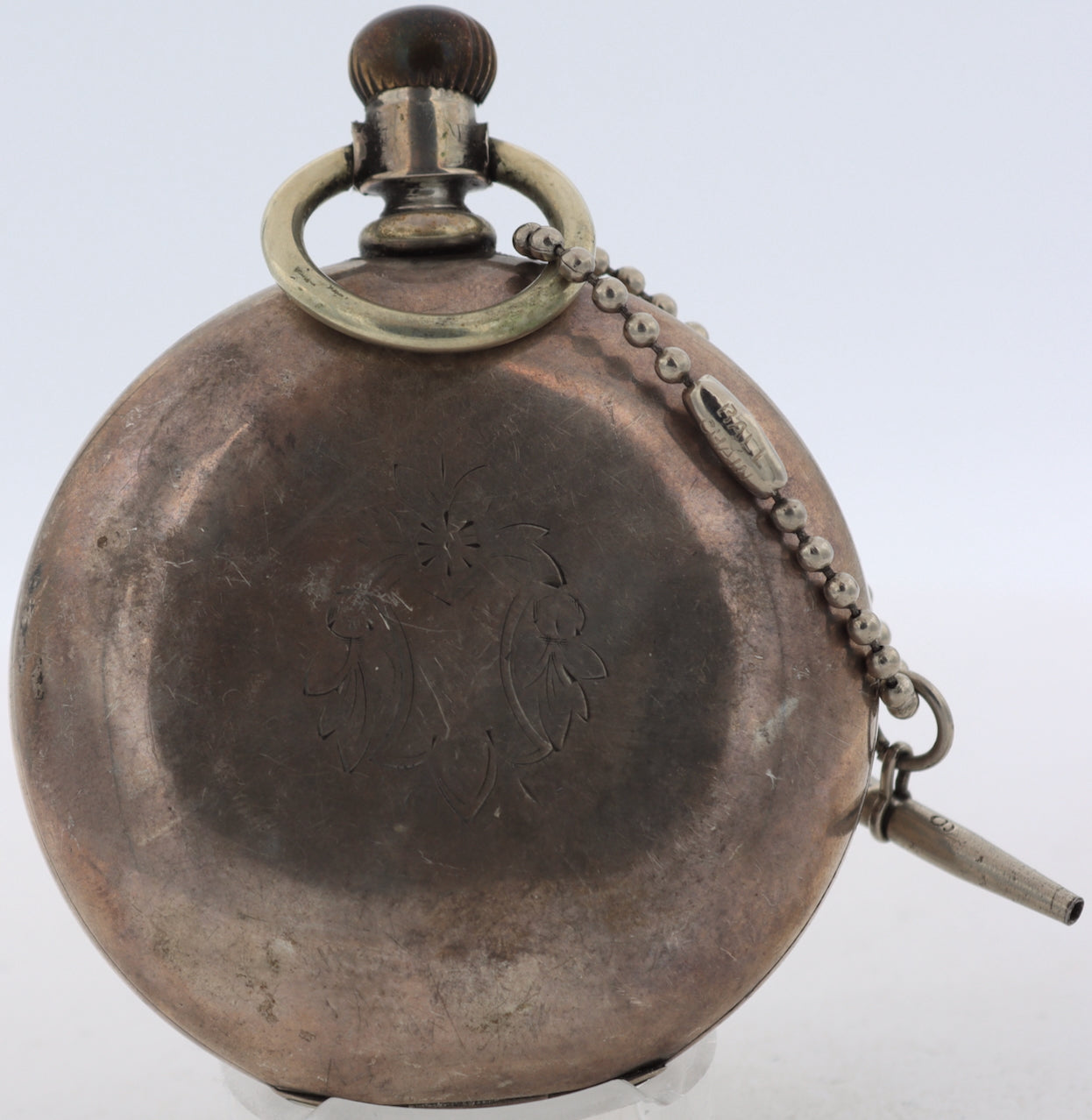 Antique M.I.Tobias & Co Key Wind Fusee Hunter Pocket Watch Recased Coin Silver