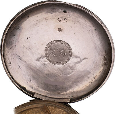 Antique Eeway Fleurier Chinese Key Wind PocketWatch Silver w Bat Wing Balance