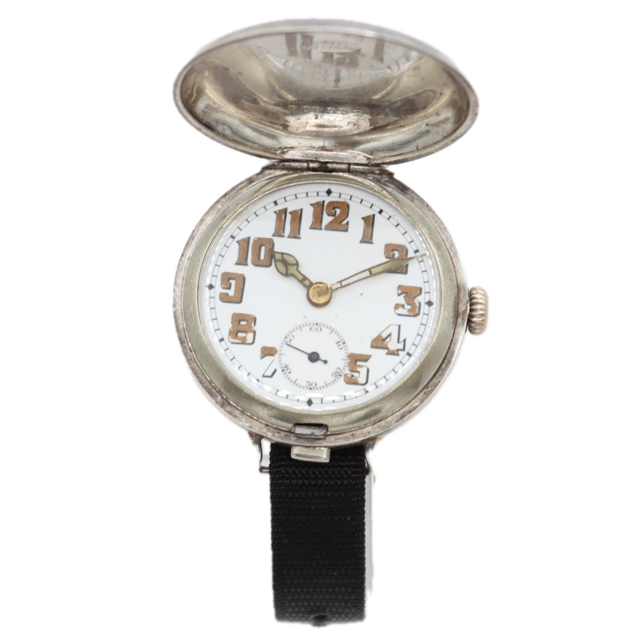 Antique 35mm Post WW1 Military Men's Mechanical Wristwatch Sterling Silver