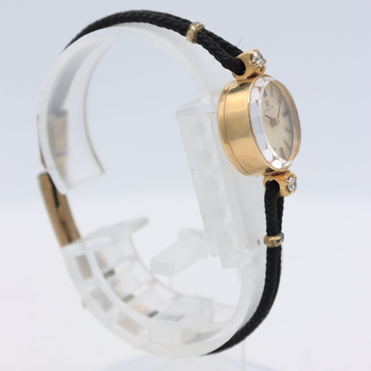 Vintage Omega Diamond Cocktail Ladies Mechanical Wristwatch 485 Swiss 14k Gold