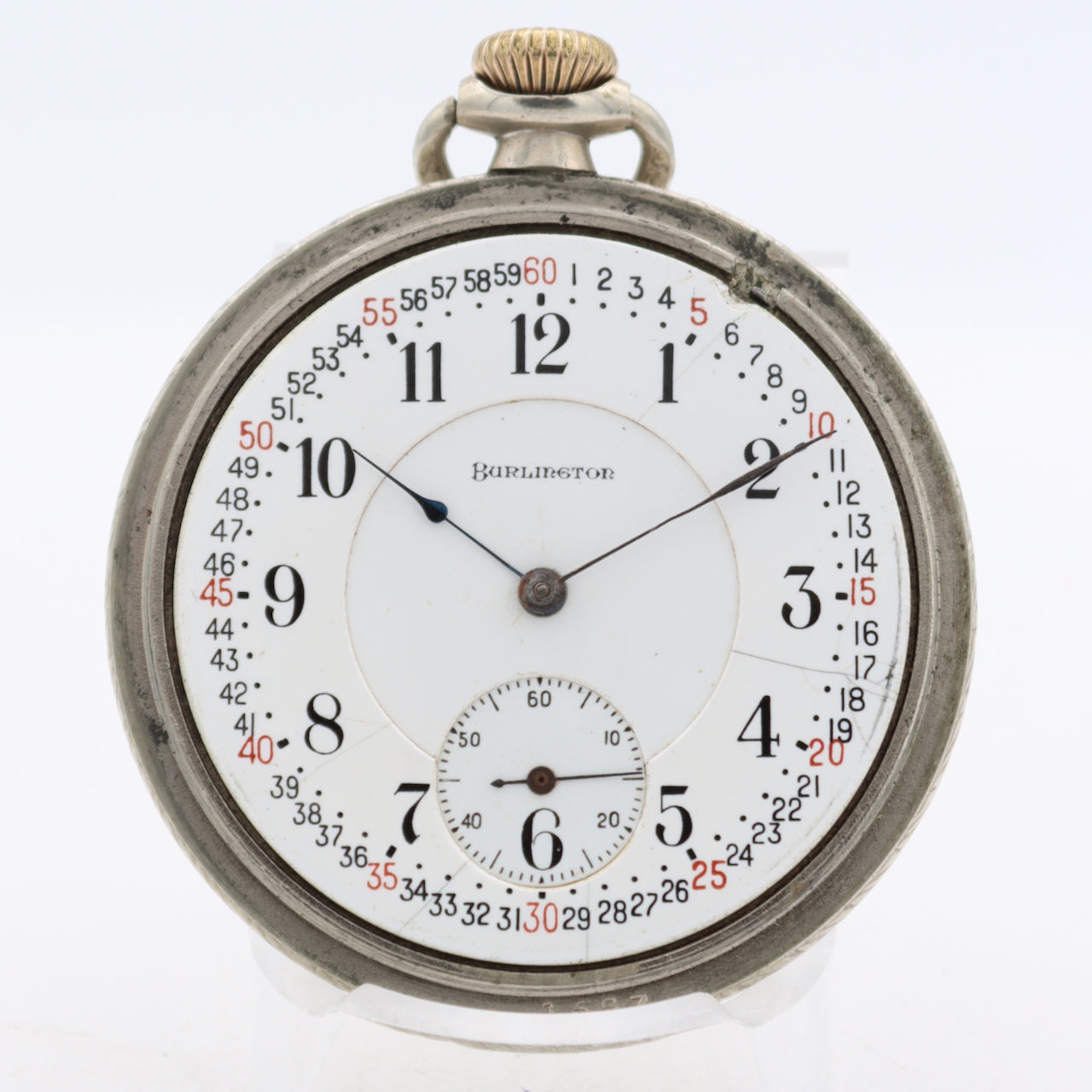 Antique 16s 1916 Burlington 19j Mechanical Pocket Watch 106 Silveroid USA