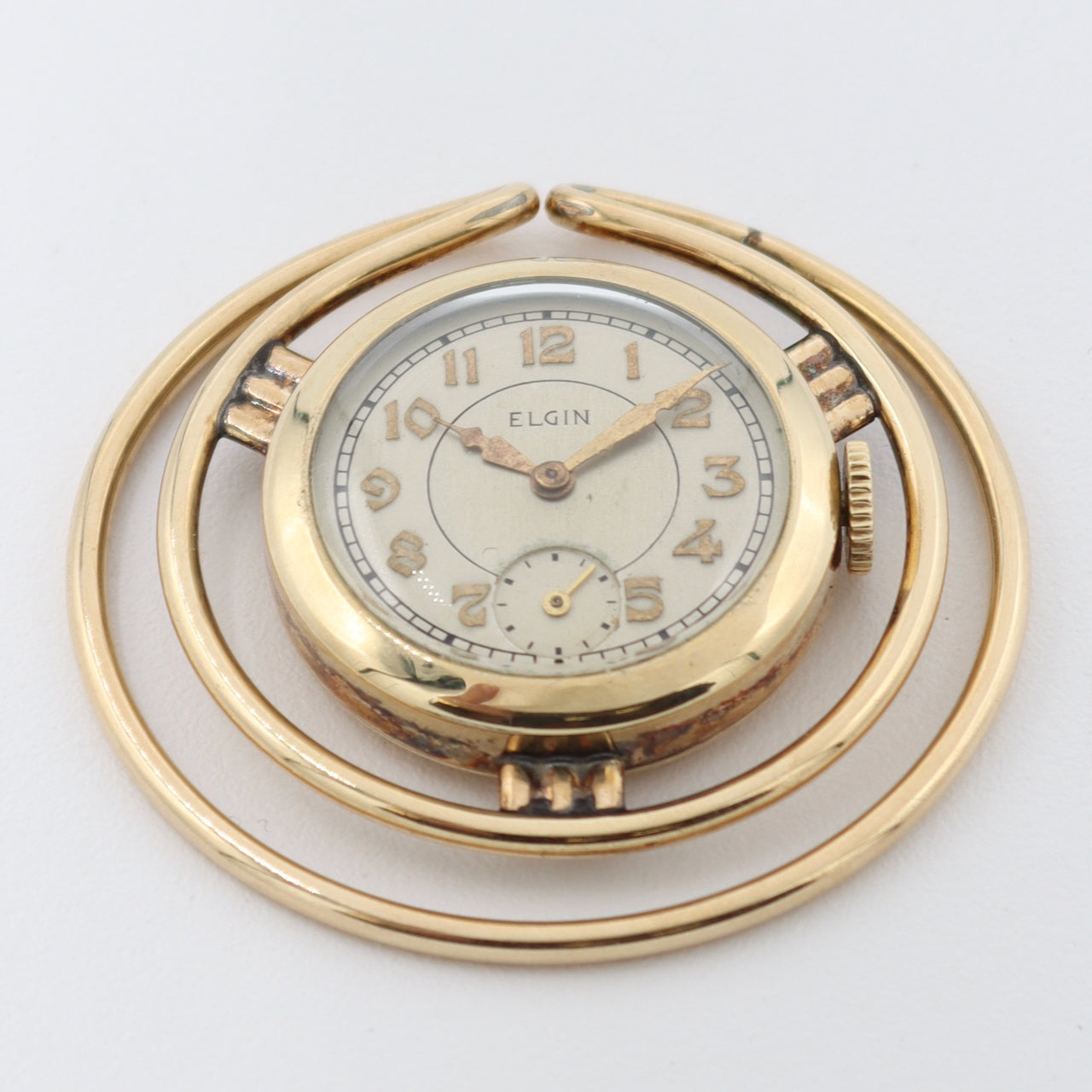 Vintage 25mm Elgin Money Clip Men's Pendant / Money Clip Watch USA 10k GF