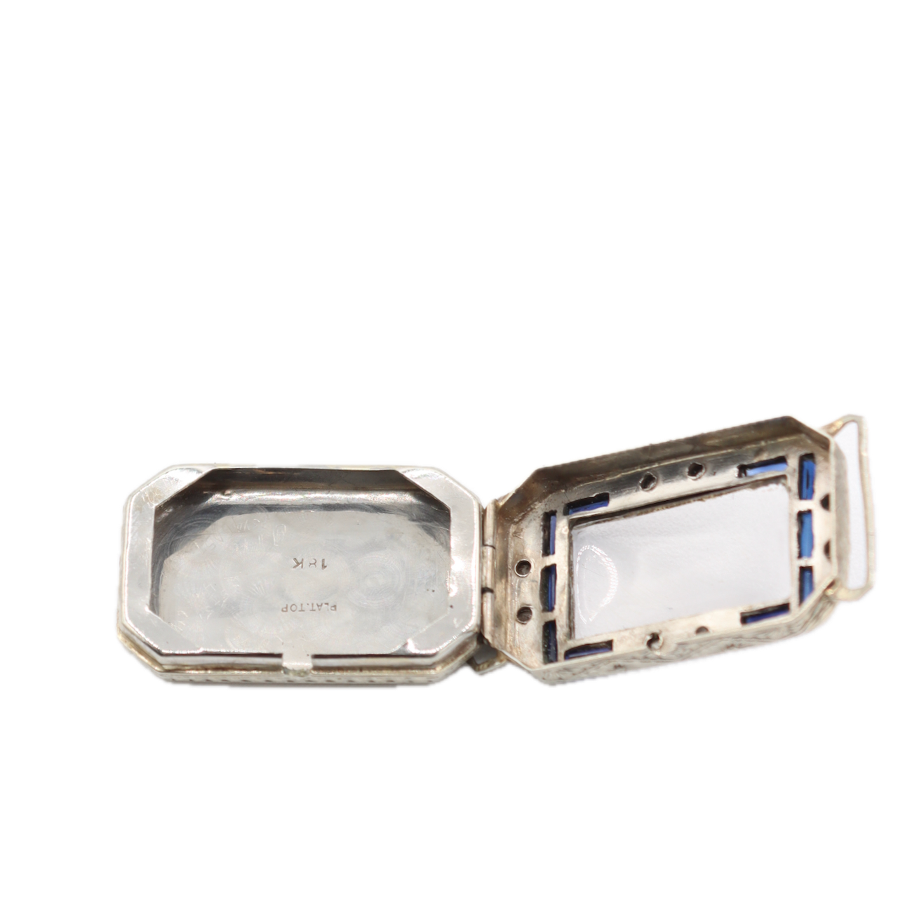 Vintage Exello Sapphire & Diamond Men's Mechanical Wristwatch 18k White Gold