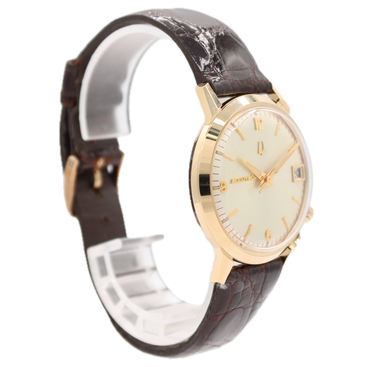 34mm 1960 Accutron Calender-O Men's Tuning Fork Wristwatch 14k GF NOS w Box