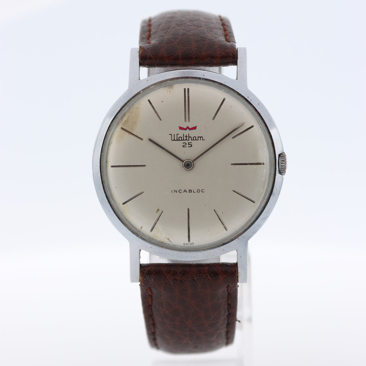 Vintage Waltham Men's Mechanical Wristwatch A. Schild 1525 Swiss Chrome Plated