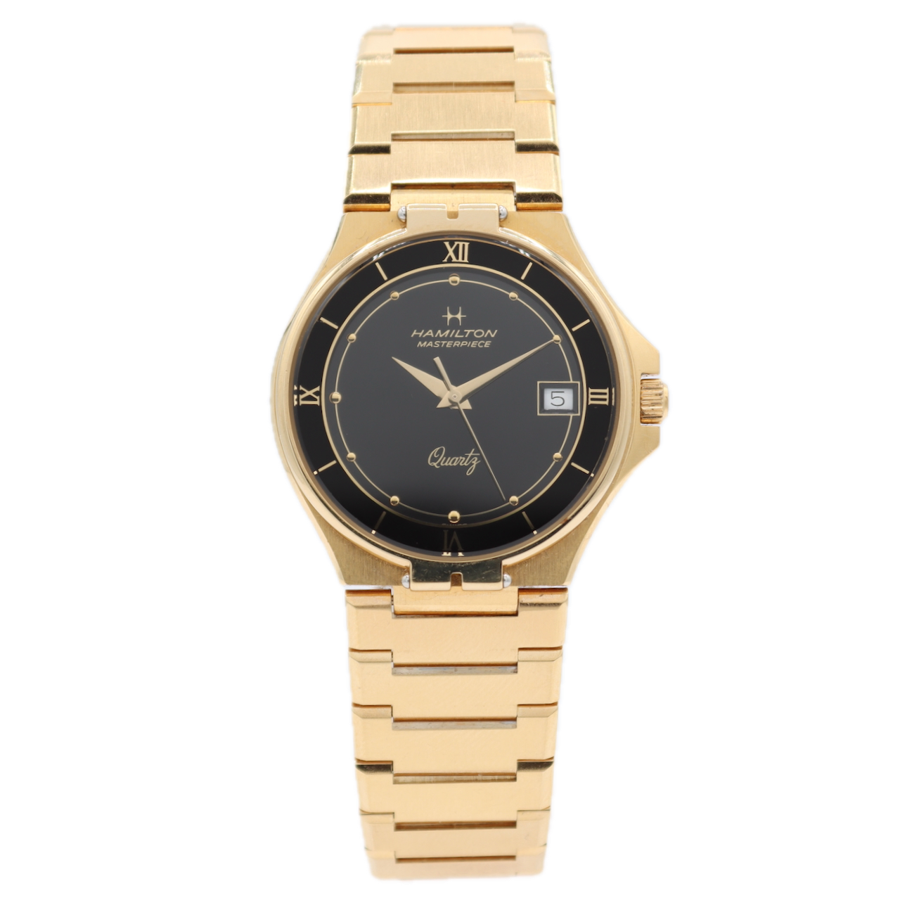 Vintage Hamilton Masterpiece Men's Quartz Wristwatch ETA 955.414 Swiss Gold Tone