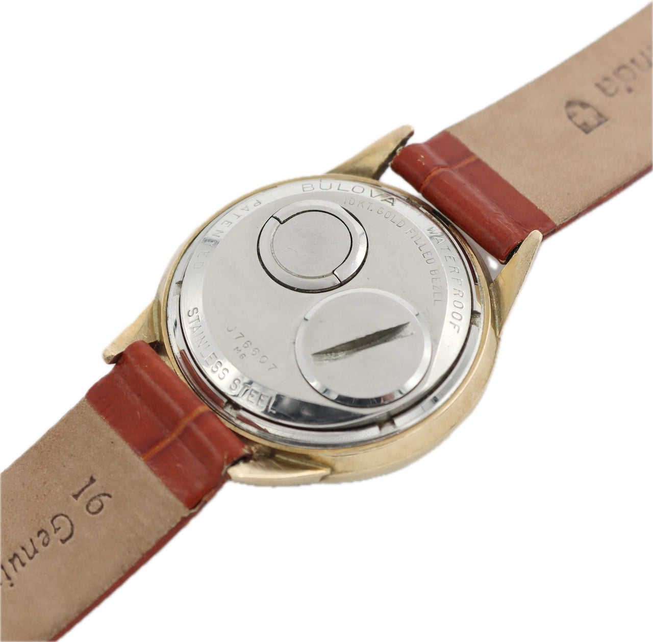 Vintage 35mm Accutron Gold Dial Men's Tuning Fork Wristwatch 218 USA 10k GF