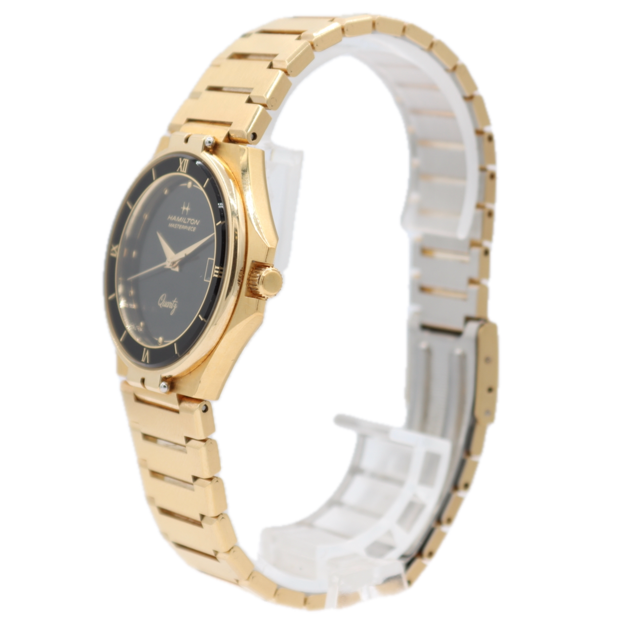 Vintage Hamilton Masterpiece Men's Quartz Wristwatch ETA 955.414 Swiss Gold Tone