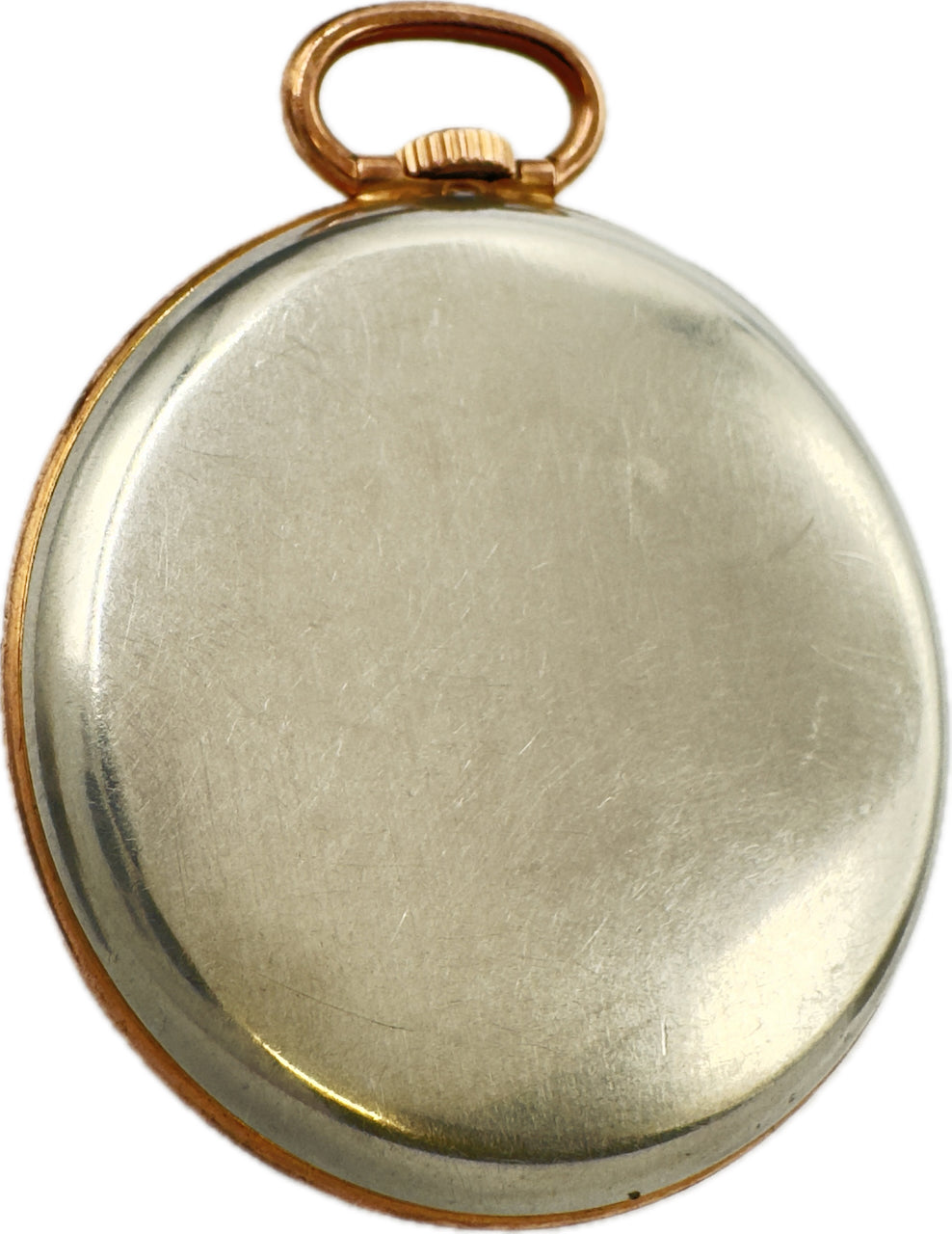 Antique 10S Gruen Two Tone w Salmon Dial Mechanical Pocket Watch Steel & 10k GF