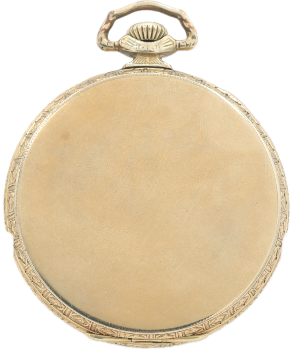 Antique 12s 1924 Waltham Engraved 17 Jewel Pocket Watch 1225 25 Year GF USA