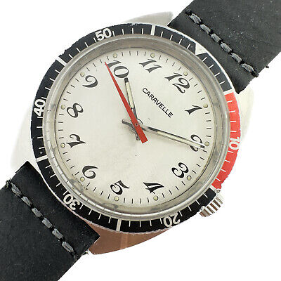 Vintage Caravelle Men's Mechanical Wristwatch 1061.50 w Coke Style Divers Bezel