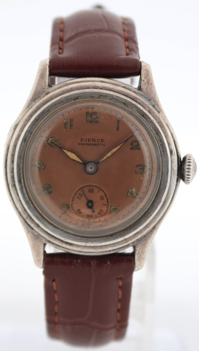 Vintage Pierce Copper Dial Men's Mechanical Wristwatch Swiss Sterling