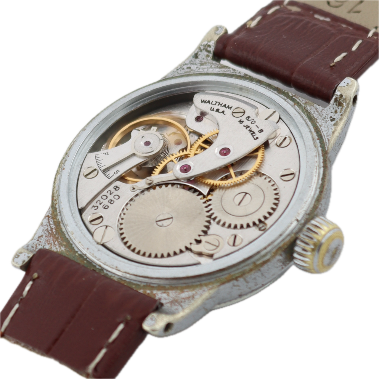 1942 Waltham Type A-11 Men's Mechanical Wristwatch USA Steel & Gold Coin Edge