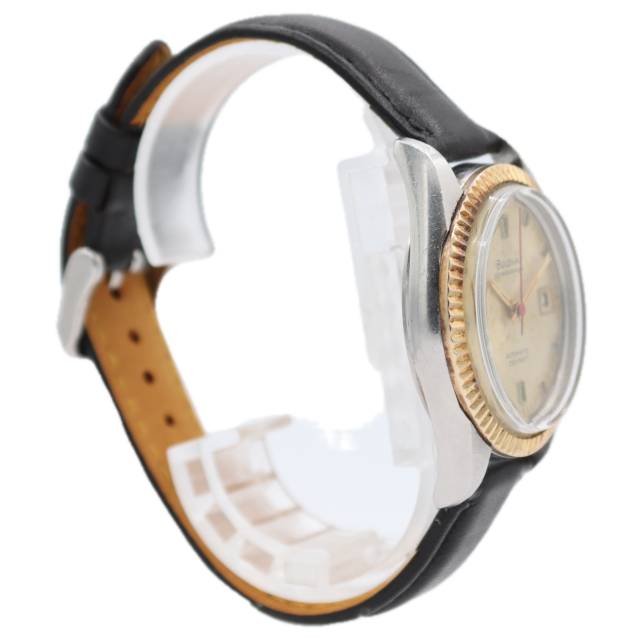 Vintage Bulova J-3055 Oceanographer Men's Automatic Wristwatch 10k Gold Bezel