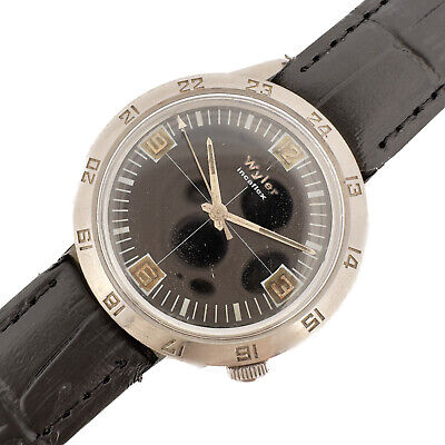 Vintage Wyler 1976-11620 Men's Mechanical Wristwatch Steel Crosshair Skin Diver