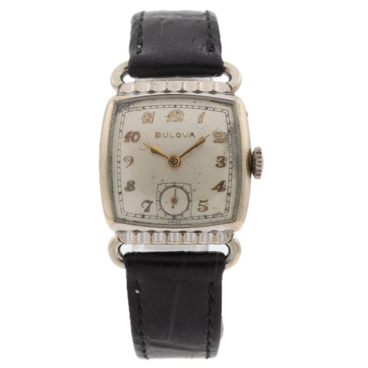 Vintage 1950 Bulova Director Men's Mechanical Wristwatch Swiss 10k White RGP