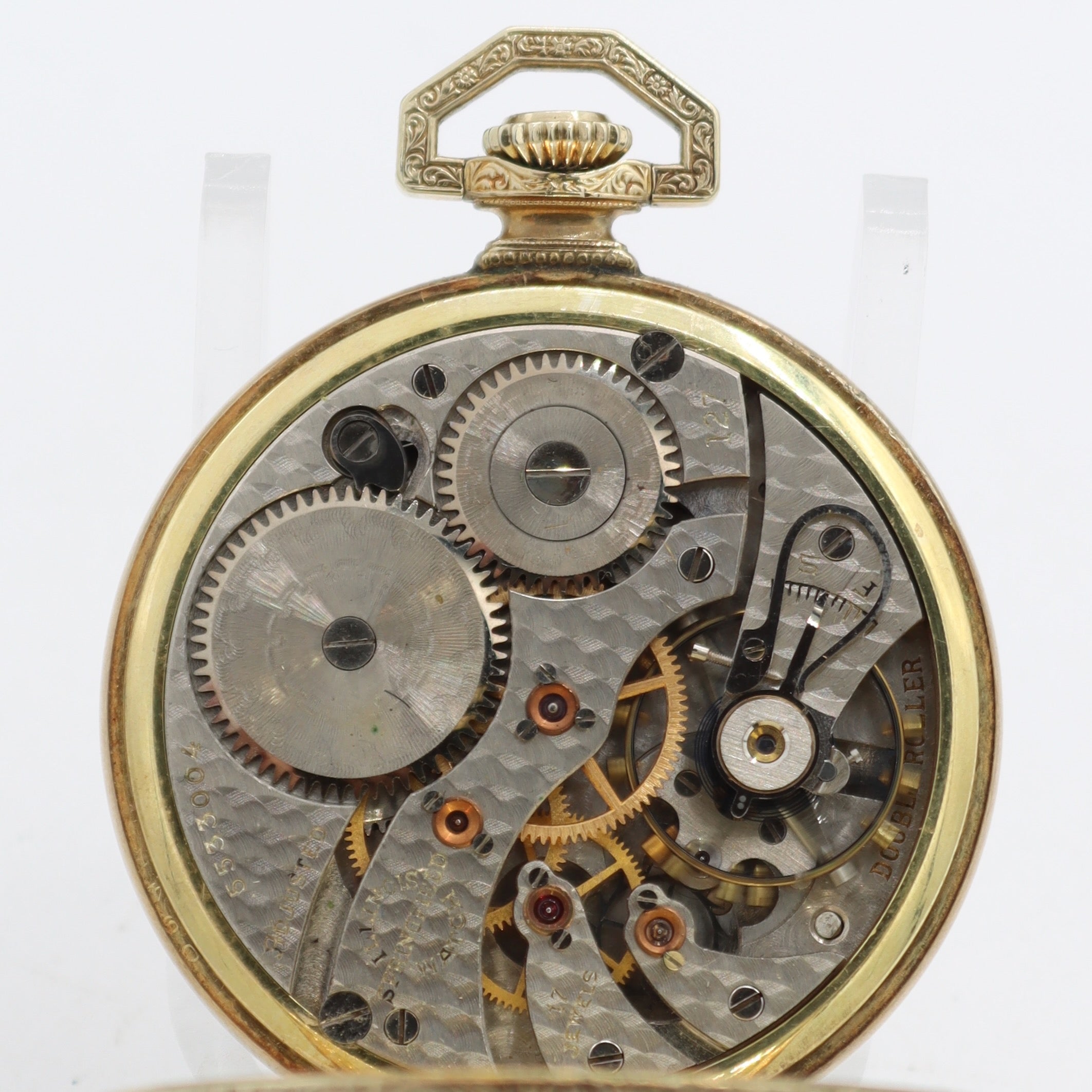 Antique 16s Illinois Enamel Mechanical Pocket Watch 127 Gold FIlled USA