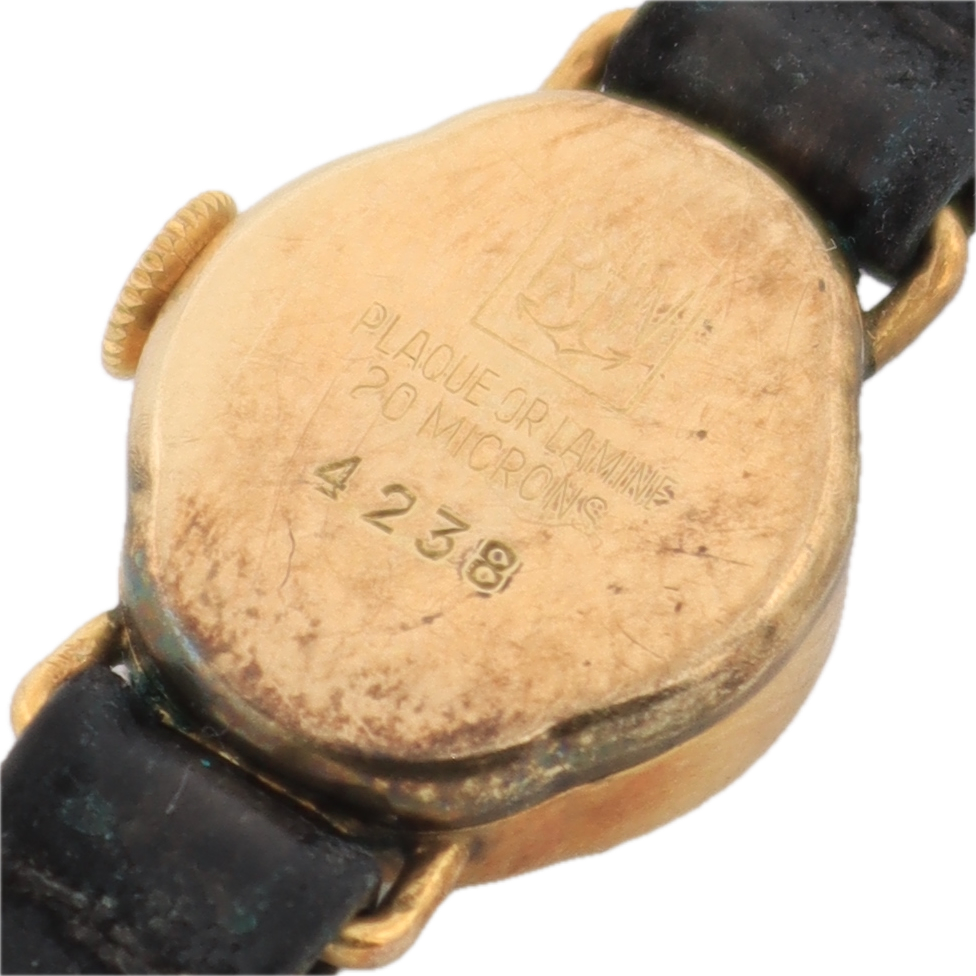 Vintage Bucherer Fluted Waffle Ladies Mechanical Wristwatch 1012 Gold Plated