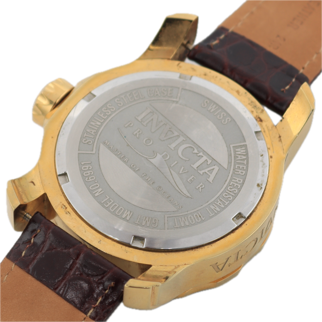 Vintage Invicta 6991 GMT Pro Diver Men's Quartz Wristwatch Swiss Gold Tone