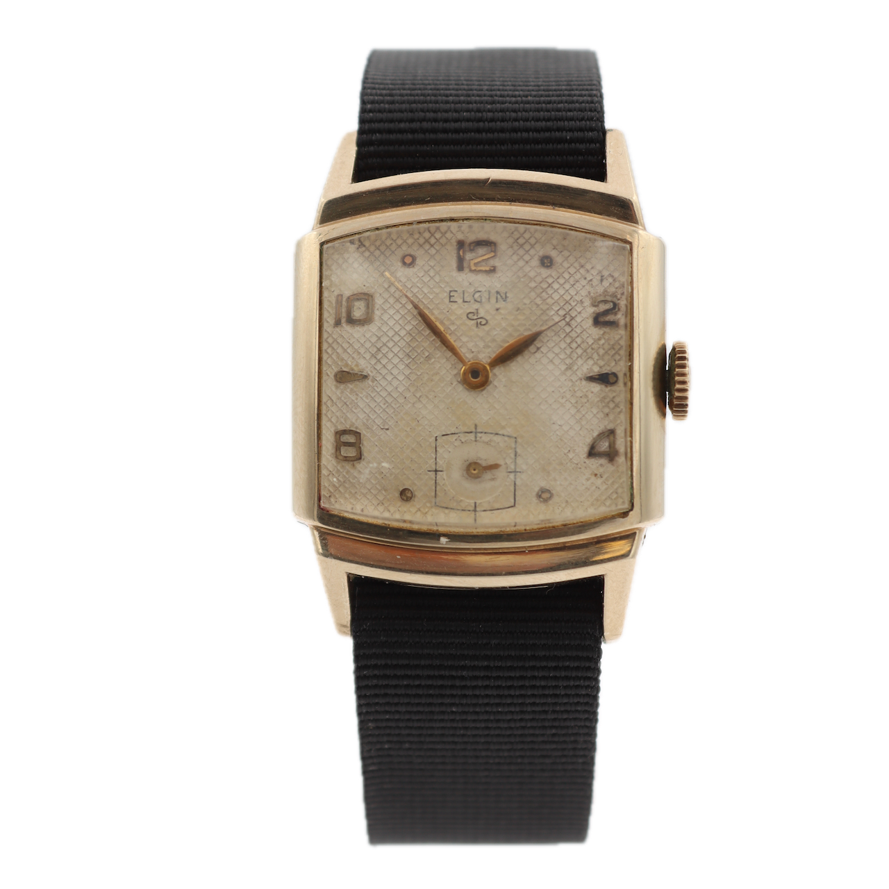 Vintage Elgin Waffle Dial Men's Mechanical Wristwatch 683 USA 10k RGP & Steel